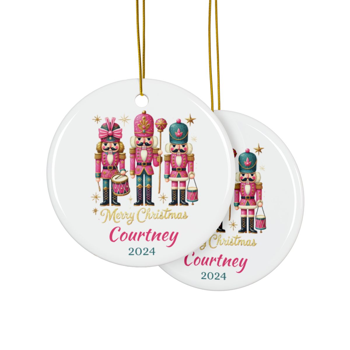 Glitter Nutcracker Ornament, Christmas Tree Decoration, Custom Ceramic Gift, Personalized Holiday Keepsake, Nutcracker Ballet Decor
