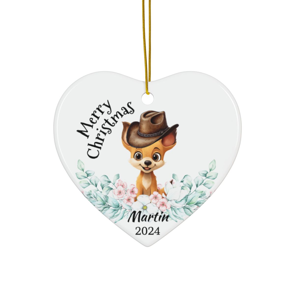 Australian Animals Cowboy Dingo Personalised Ceramic Ornaments, 2-Side Print