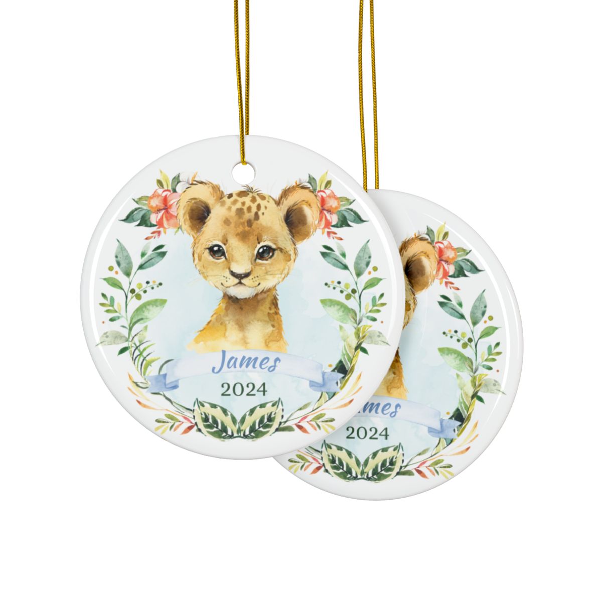 Blue Lion Personalised Ceramic Ornament