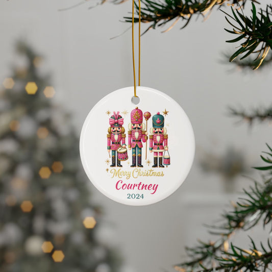 Glitter Nutcracker Ornament, Christmas Tree Decoration, Custom Ceramic Gift, Personalized Holiday Keepsake, Nutcracker Ballet Decor