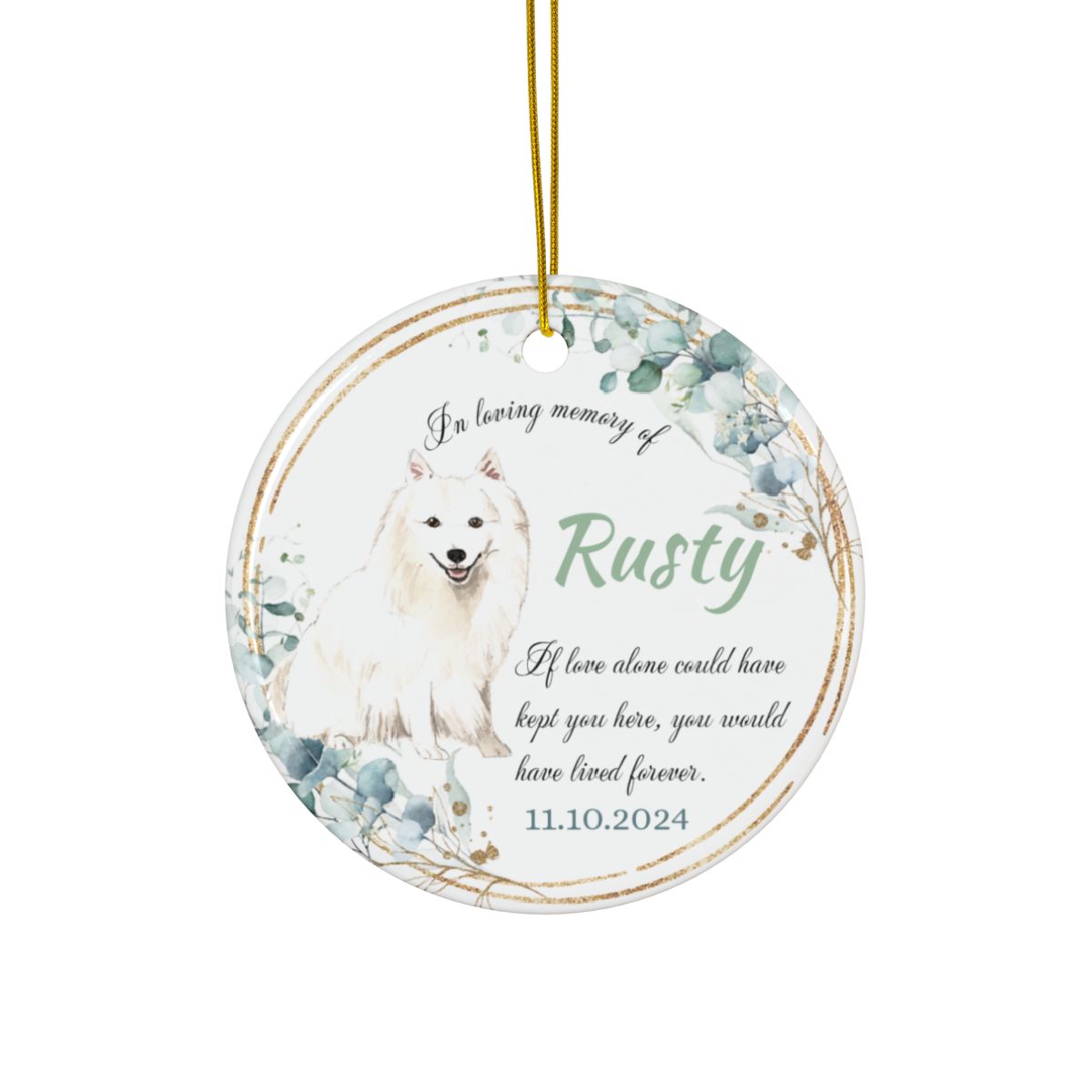 Personalized Pet Memorial Ornament, Custom Ceramic Keepsake, Dog Remembrance Gift