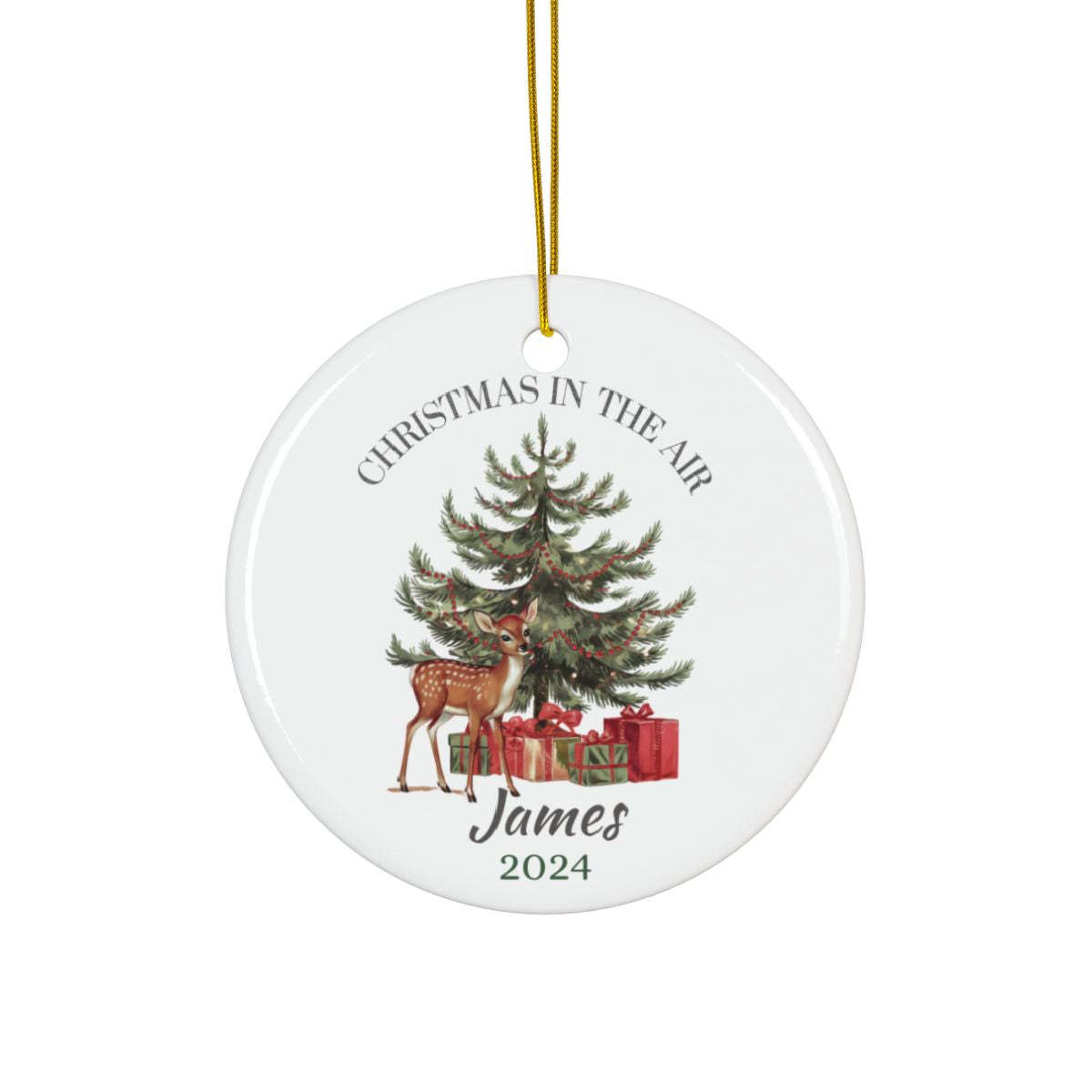 Christmas in the Air Personalised Ceramic Ornament