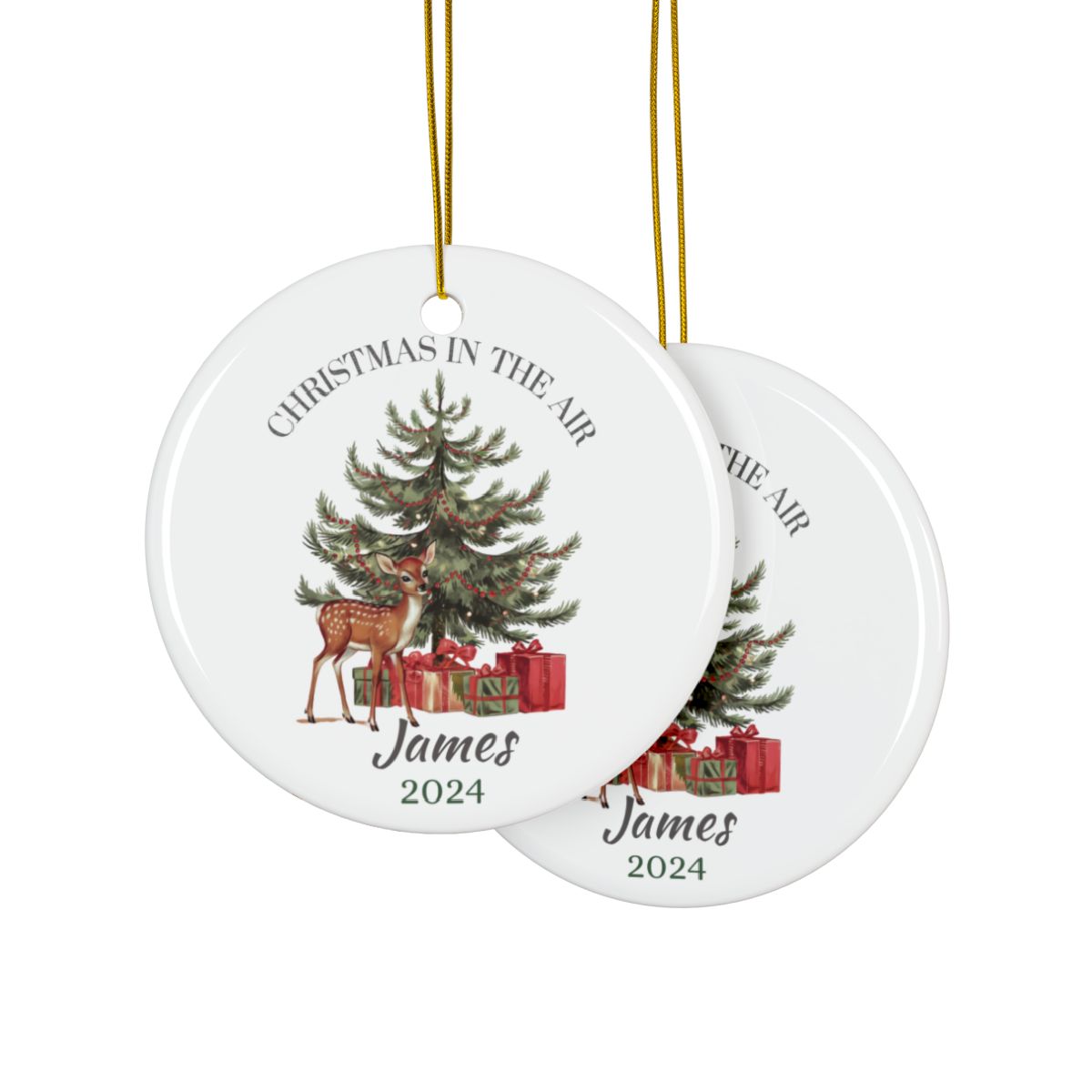 Christmas in the Air Personalised Ceramic Ornament