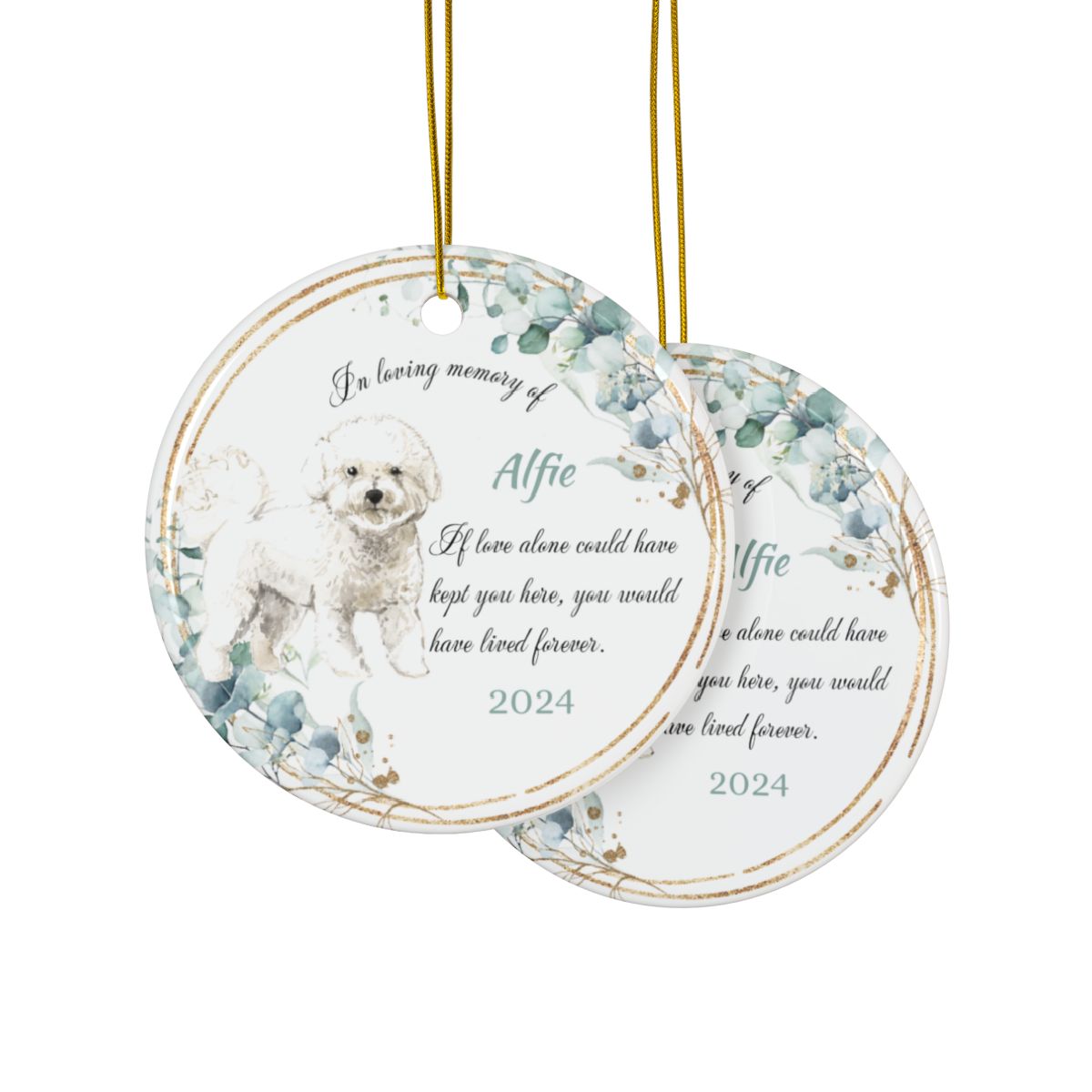 Bichon Memorial Ornament, Personalized Pet Keepsake, Custom Dog Remembrance, Ceramic Christmas Decor, Pet Loss Gift, Holiday Tree Ornament