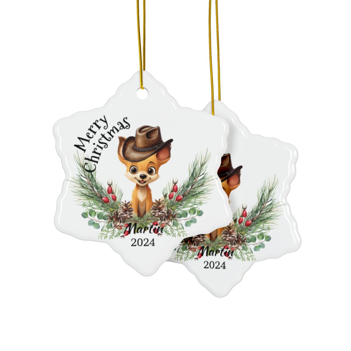 Australian Animals Cowboy Dingo Personalised Ceramic Ornaments, 2-Side Print