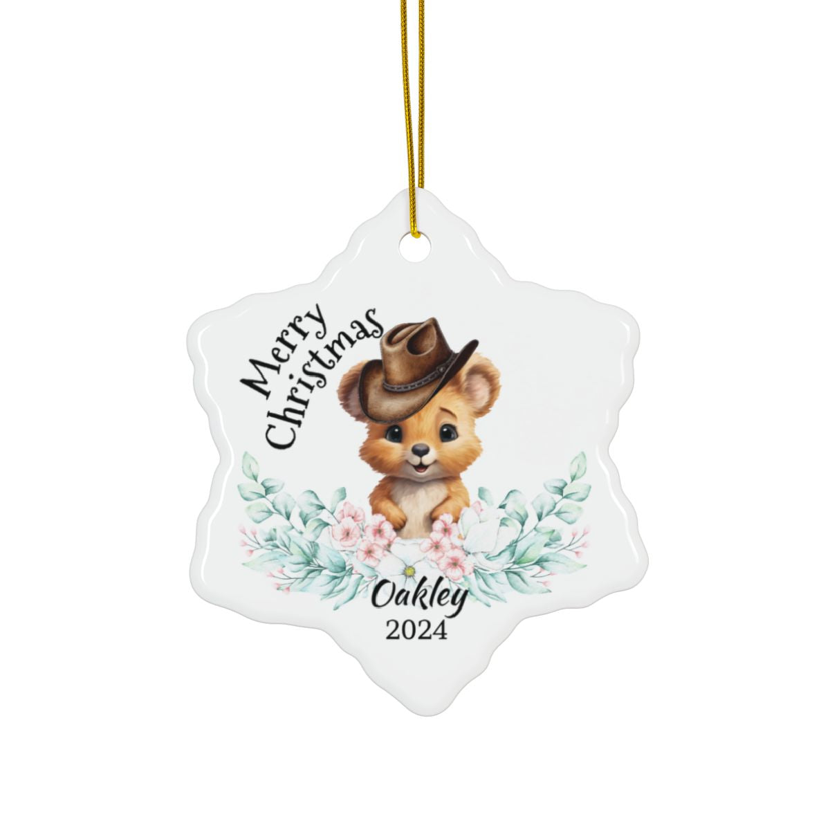 Australian Animals Country Cowboy Wombat Personalised Ceramic Ornaments, 2-Side Print