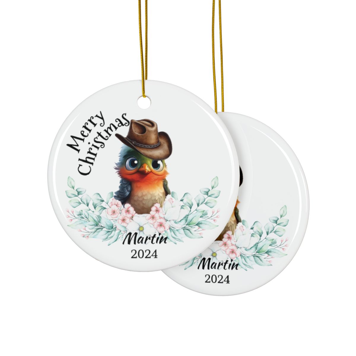 Australian Animals Ornament, Personalized Christmas Decoration, Unique Holiday Gift, Ceramic Round Keepsake, Custom Name Memento