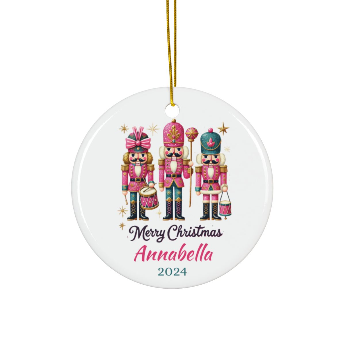 Glitter Nutcracker Ornament, Christmas Tree Decoration, Custom Ceramic Gift, Personalized Holiday Keepsake, Nutcracker Ballet Decor