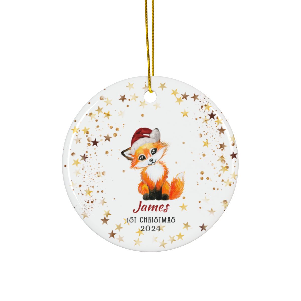 Fox Personalised Christmas Ceramic Ornament