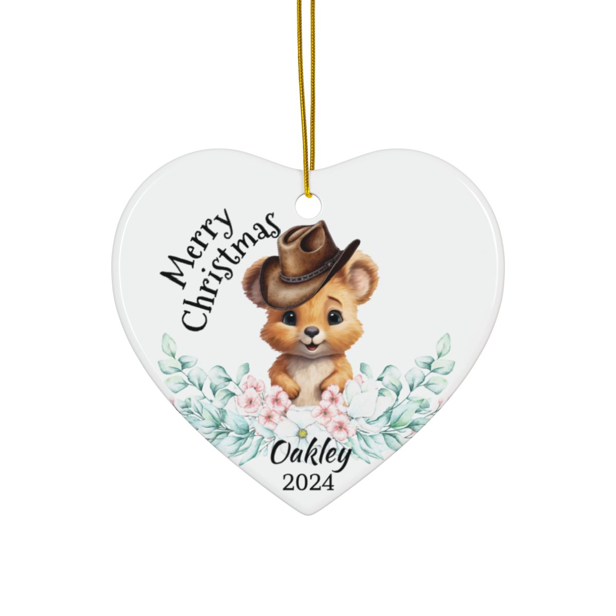 Australian Animals Country Cowboy Wombat Personalised Ceramic Ornaments, 2-Side Print