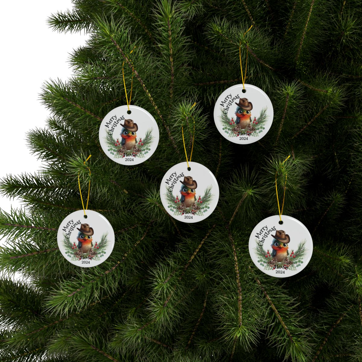 Australian Animals Ornament, Personalized Christmas Decoration, Unique Holiday Gift, Ceramic Round Keepsake, Custom Name Memento
