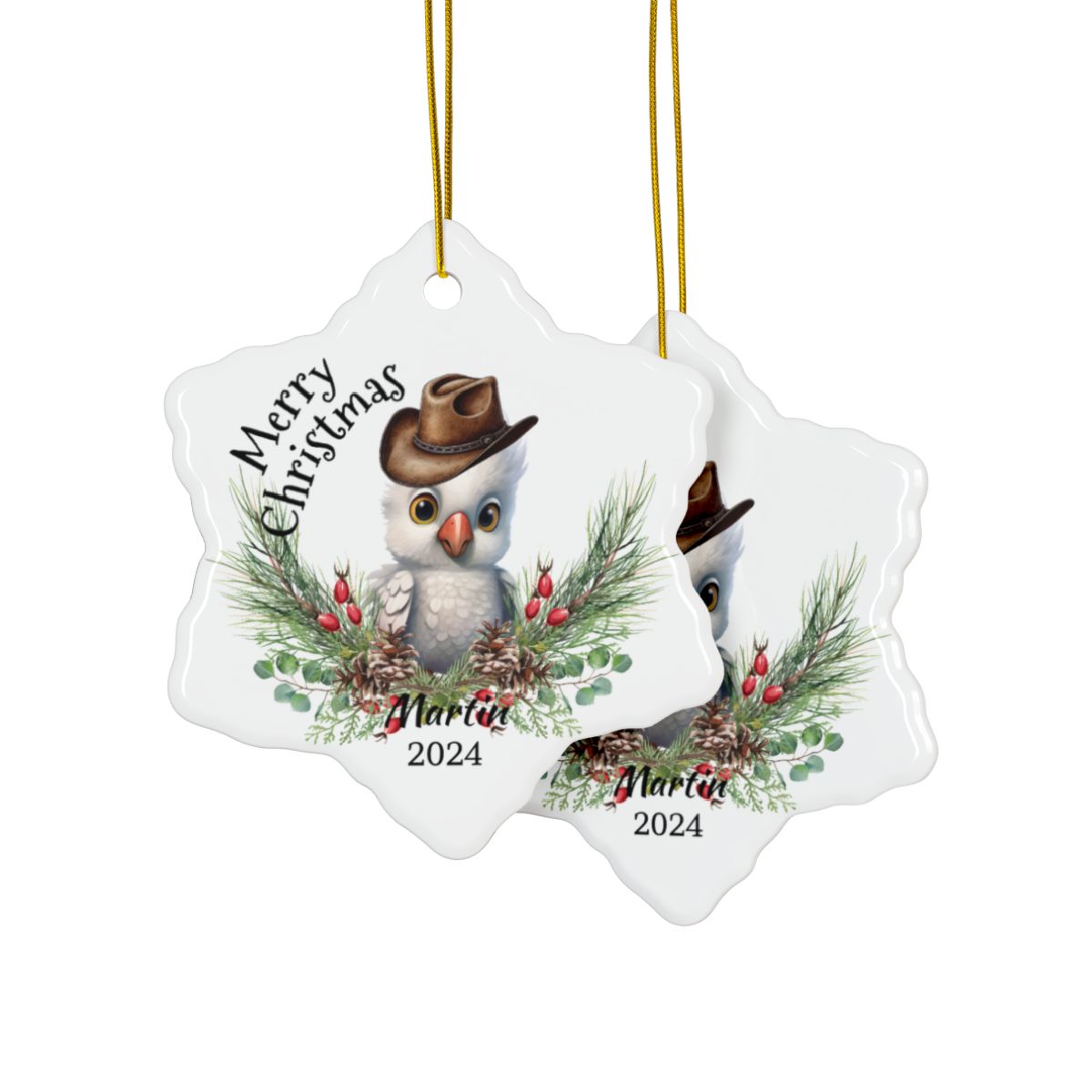 Australian Animals Country Cowboy Personalised Ceramic Ornaments, 2-Side Print