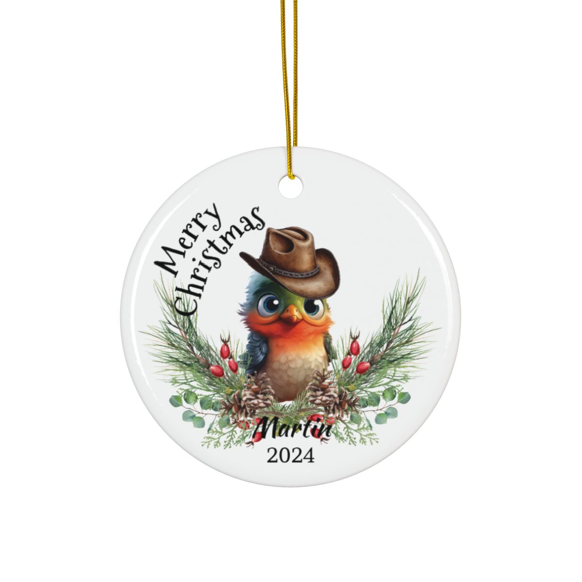 Australian Animals Ornament, Personalized Christmas Decoration, Unique Holiday Gift, Ceramic Round Keepsake, Custom Name Memento