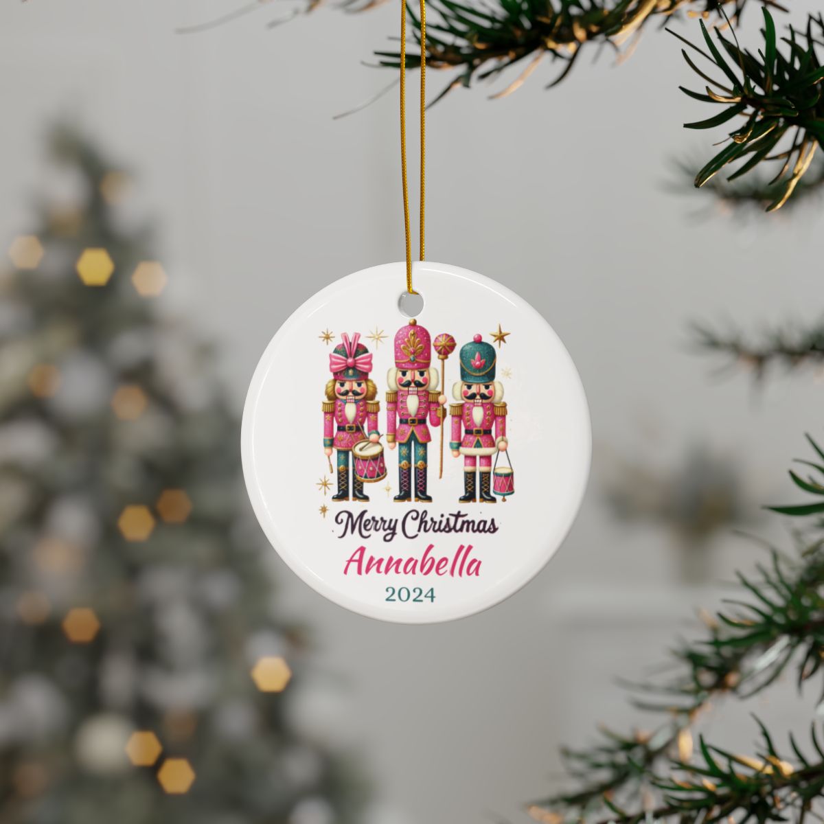 Glitter Nutcracker Ornament, Christmas Tree Decoration, Custom Ceramic Gift, Personalized Holiday Keepsake, Nutcracker Ballet Decor