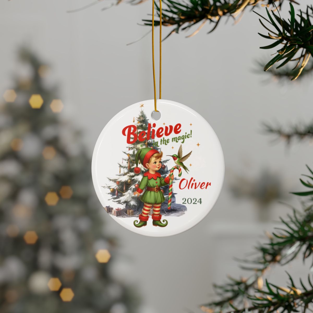 Believe Personalised Ceramic Ornament