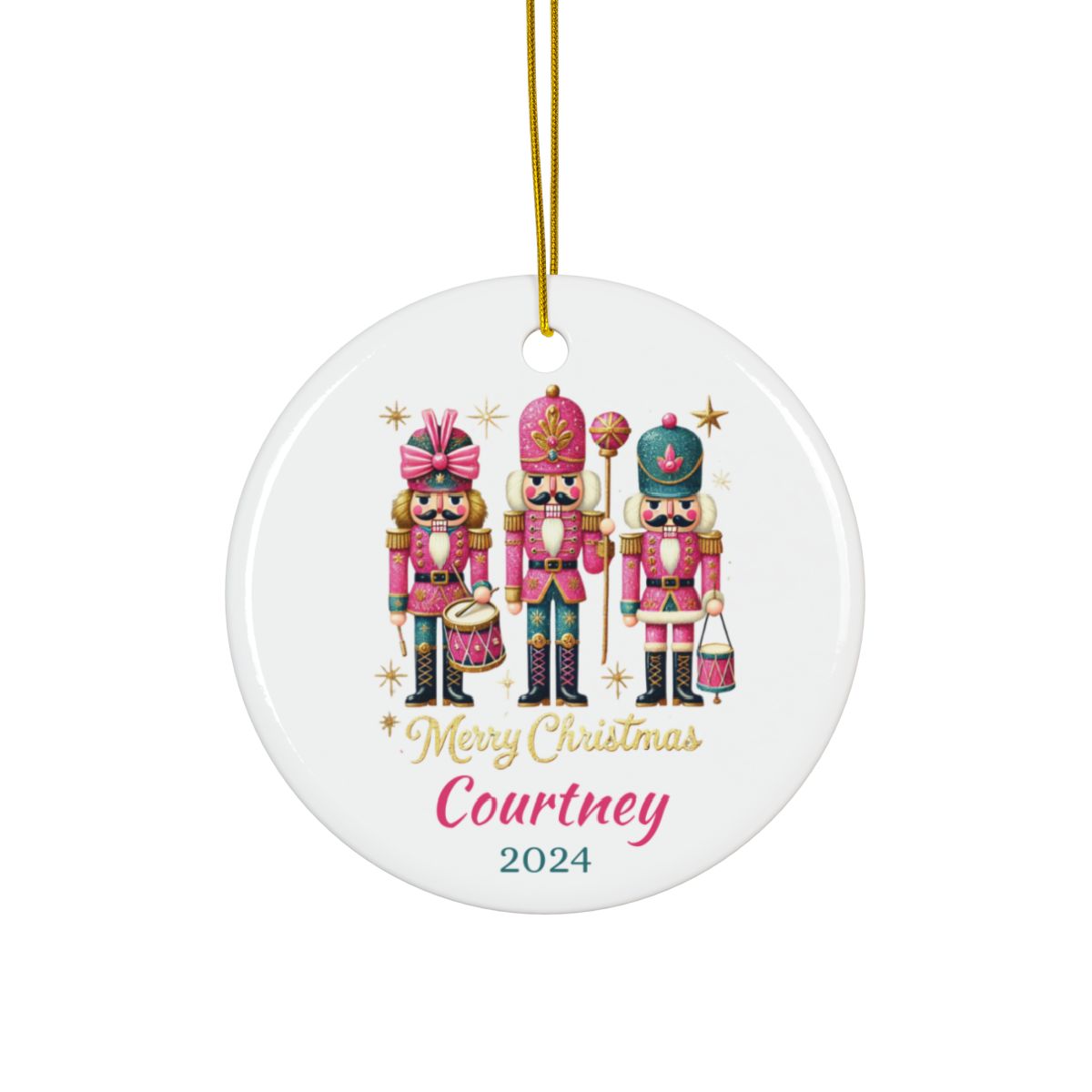Glitter Nutcracker Ornament, Christmas Tree Decoration, Custom Ceramic Gift, Personalized Holiday Keepsake, Nutcracker Ballet Decor