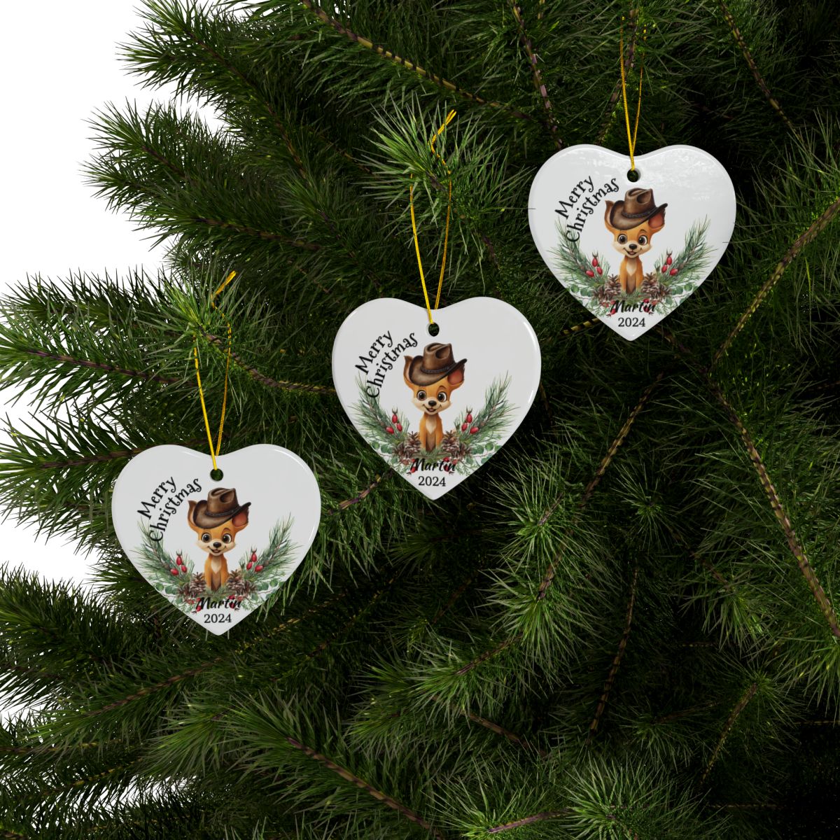 Australian Animals Cowboy Dingo Personalised Ceramic Ornaments, 2-Side Print