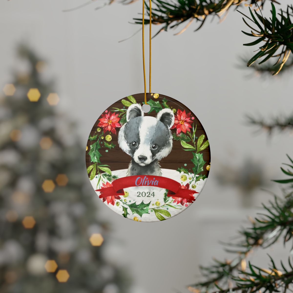 Baby Badger Personalised Ceramic Ornament