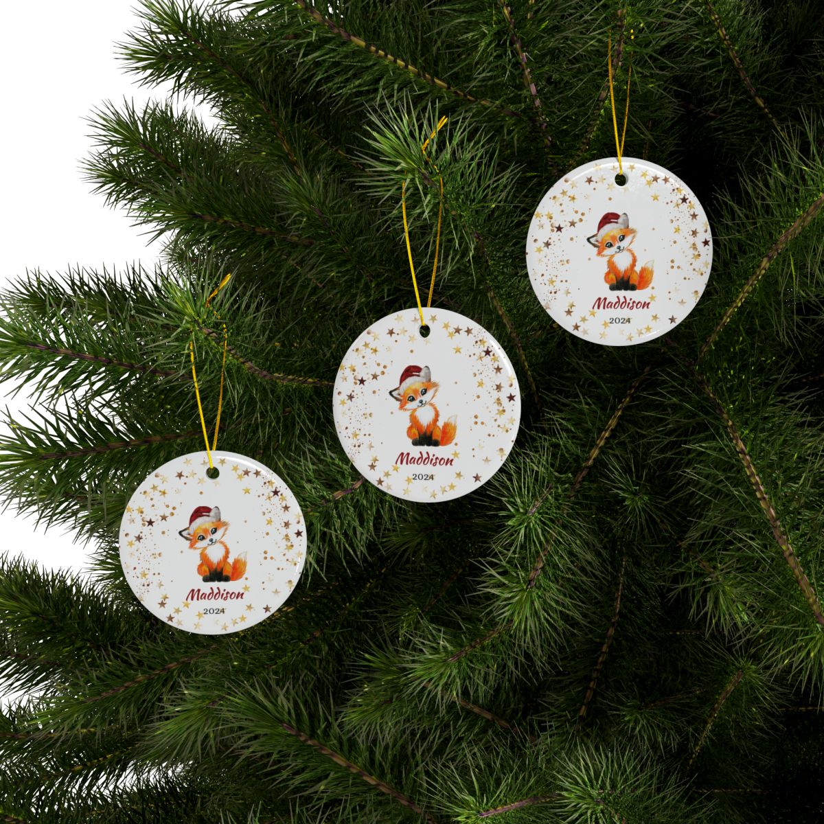 Fox Personalised Christmas Ceramic Ornament