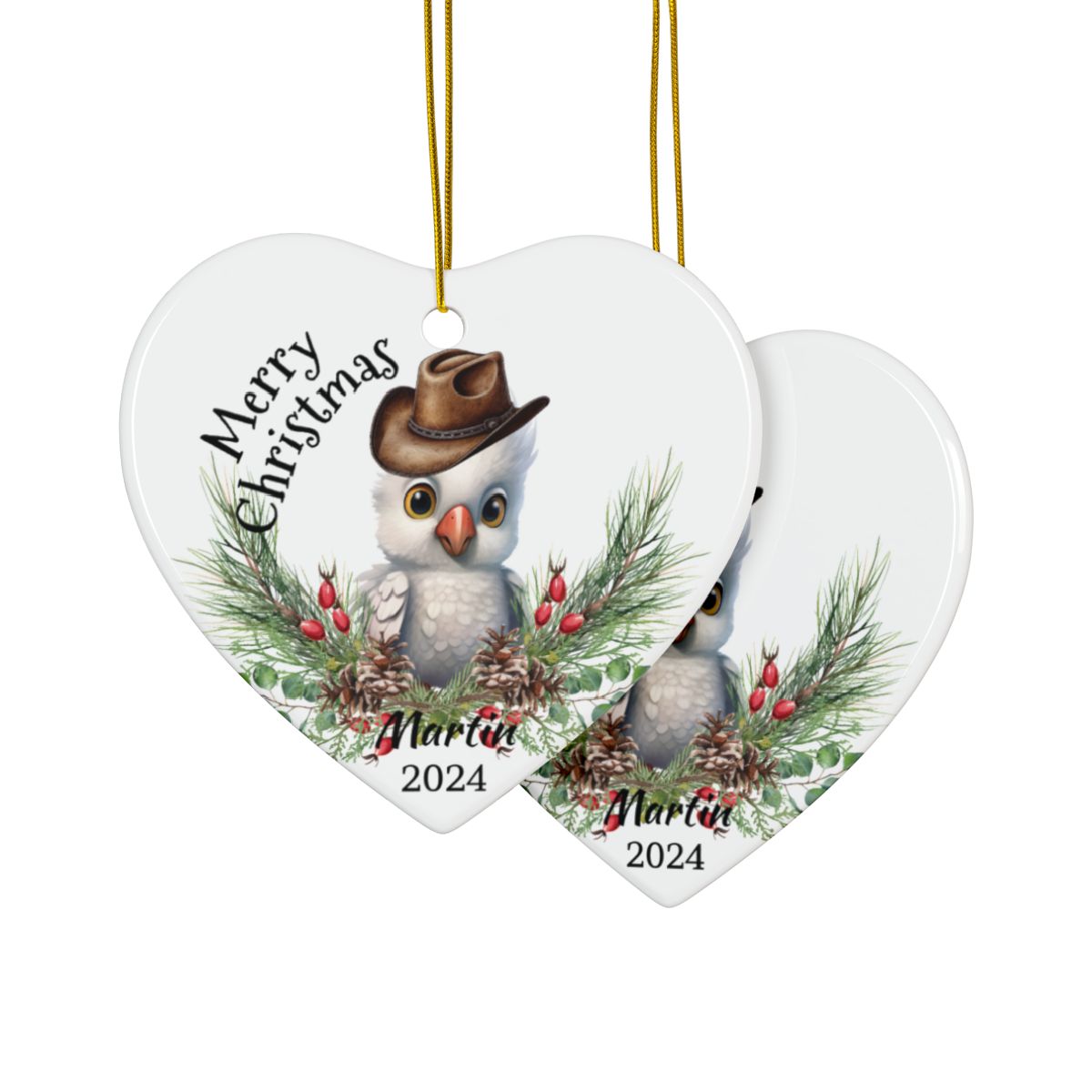 Australian Animals Country Cowboy Personalised Ceramic Ornaments, 2-Side Print