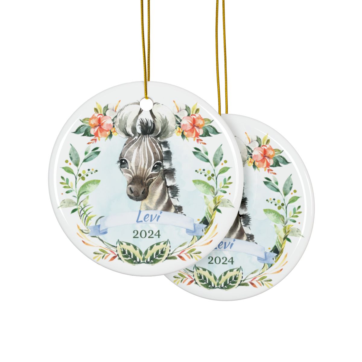 Blue Zebra Personalised Ceramic Ornament