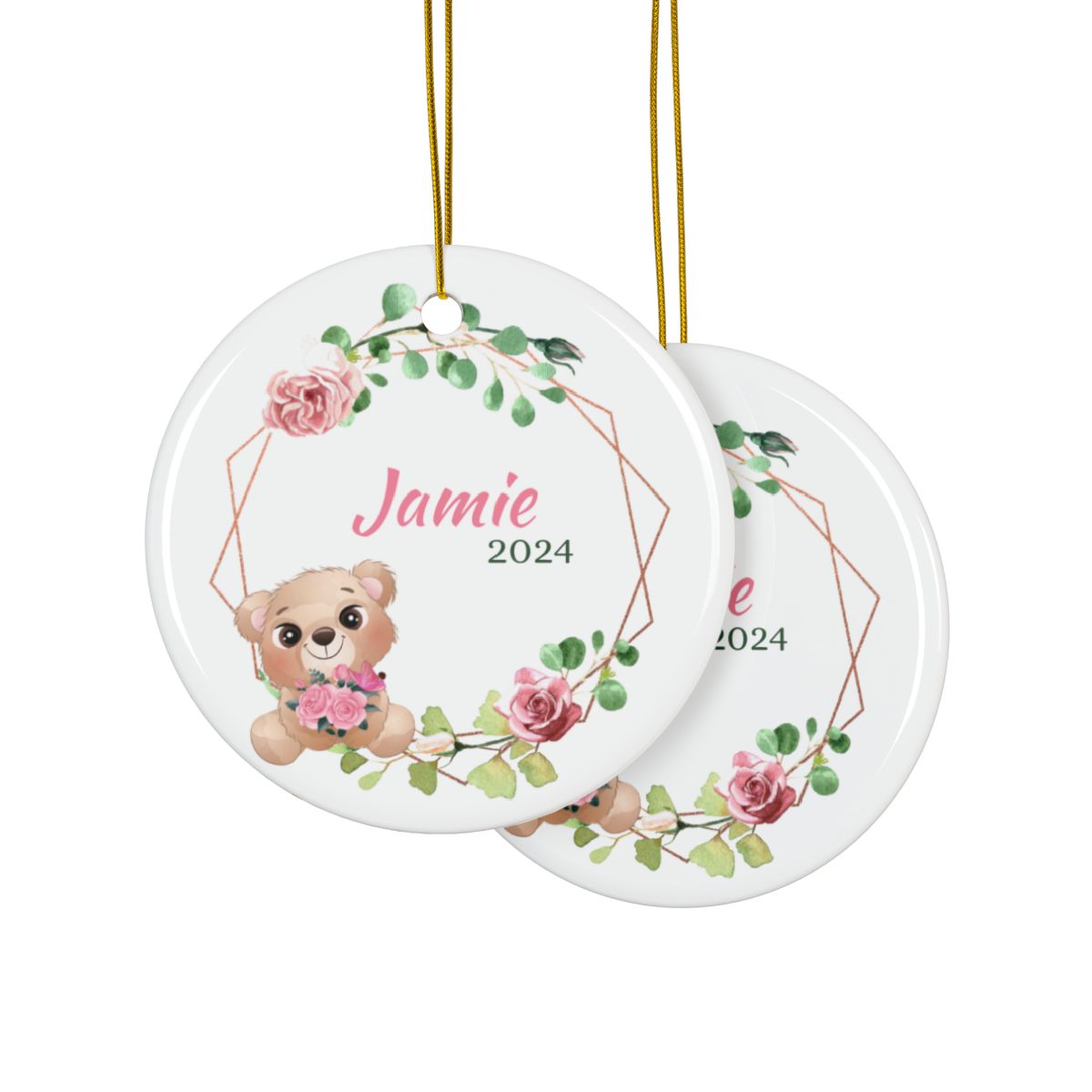 Bear Christmas Personalised Ceramic Ornaments