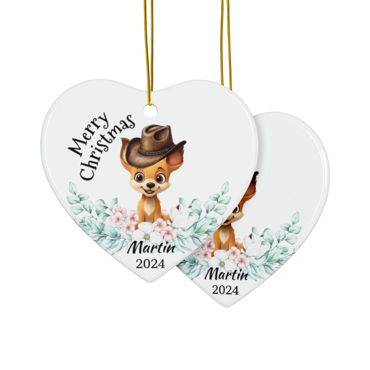 Australian Animals Cowboy Dingo Personalised Ceramic Ornaments, 2-Side Print