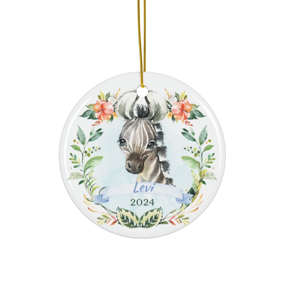 Blue Zebra Personalised Ceramic Ornament