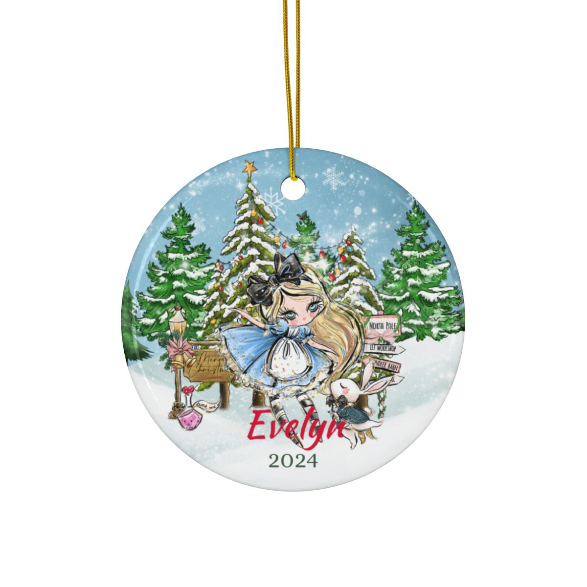 Alice Personalised Ceramic Ornament