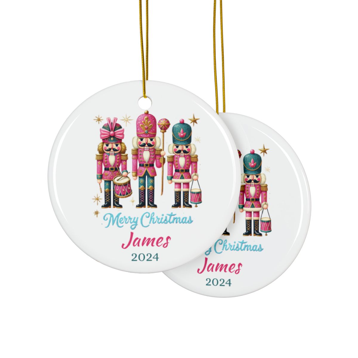 Glitter Nutcracker Ornament, Christmas Tree Decoration, Custom Ceramic Gift, Personalized Holiday Keepsake, Nutcracker Ballet Decor