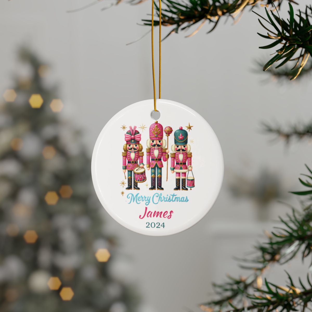 Glitter Nutcracker Ornament, Christmas Tree Decoration, Custom Ceramic Gift, Personalized Holiday Keepsake, Nutcracker Ballet Decor