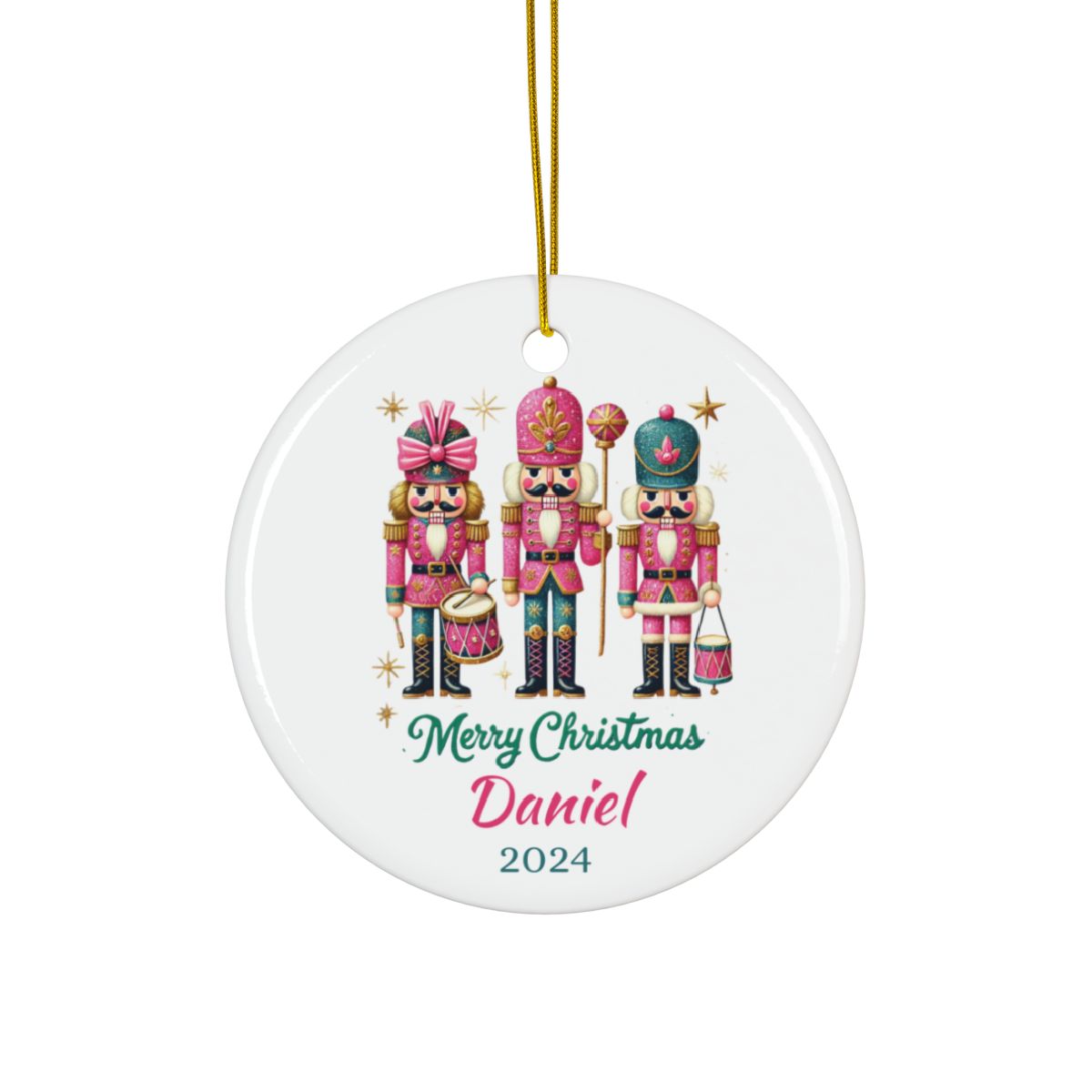 Glitter Nutcracker Ornament, Christmas Tree Decoration, Custom Ceramic Gift, Personalized Holiday Keepsake, Nutcracker Ballet Decor