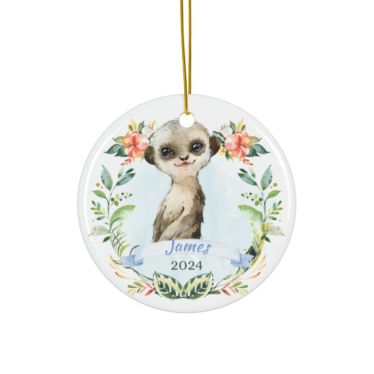 Blue Meerkat Personalised Ceramic Ornaments