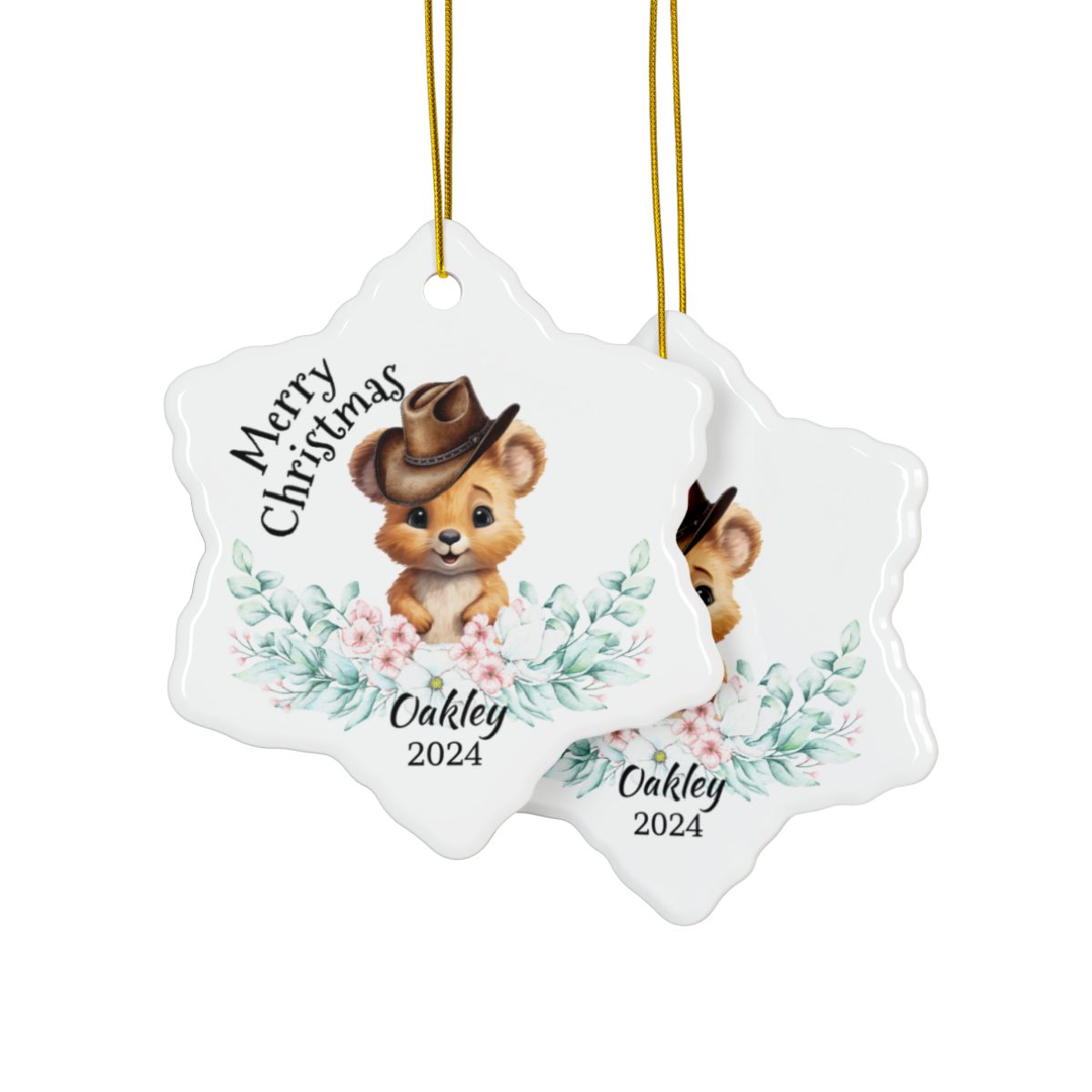 Australian Animals Country Cowboy Wombat Personalised Ceramic Ornaments, 2-Side Print