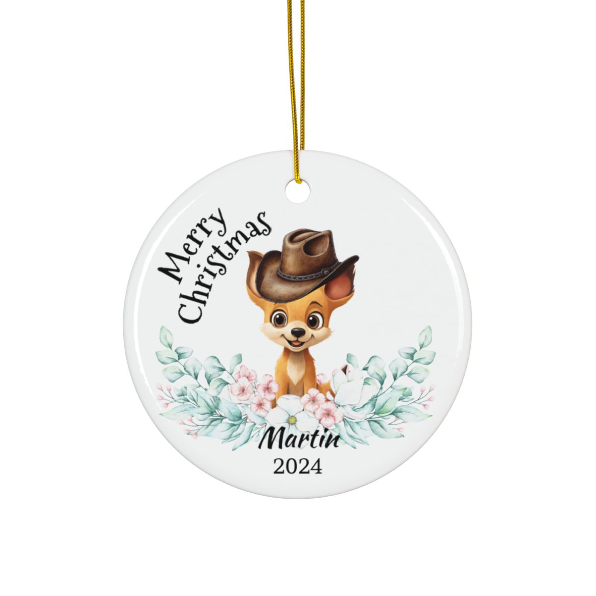 Australian Animals Cowboy Dingo Personalised Ceramic Ornaments, 2-Side Print