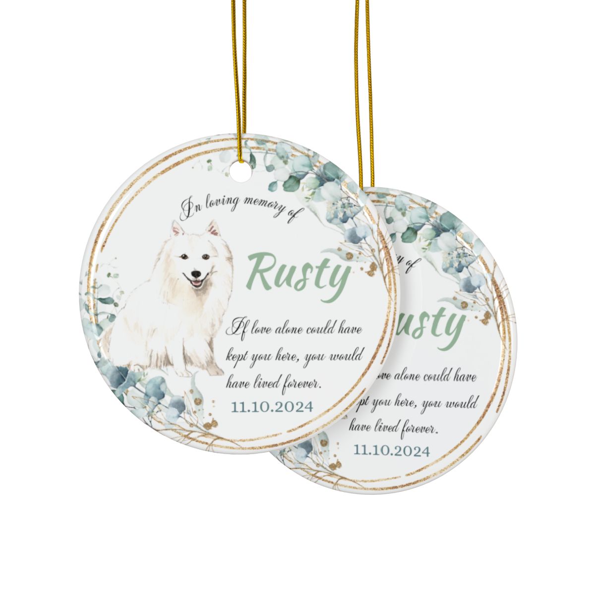 Personalized Pet Memorial Ornament, Custom Ceramic Keepsake, Dog Remembrance Gift
