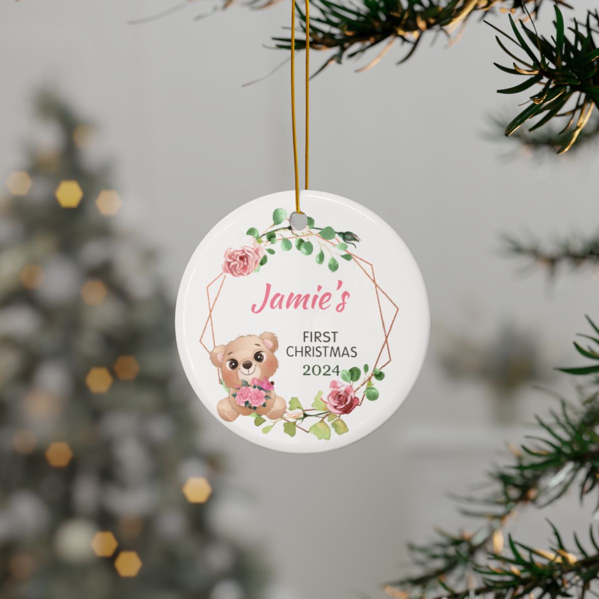 Bear Christmas Personalised Ceramic Ornaments