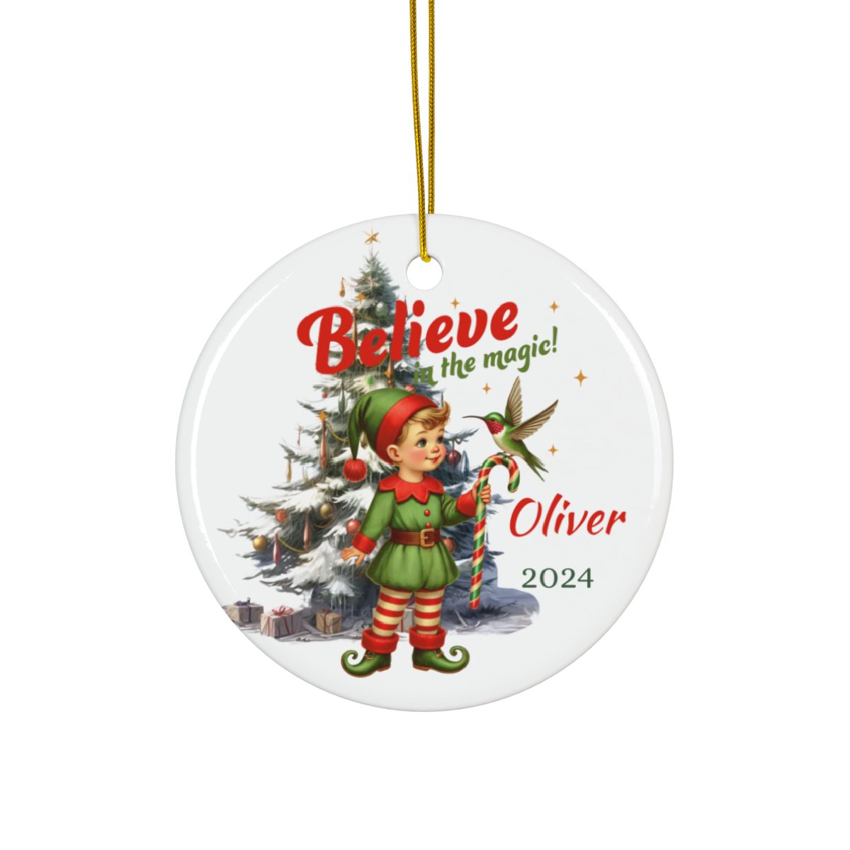 Believe Personalised Ceramic Ornament