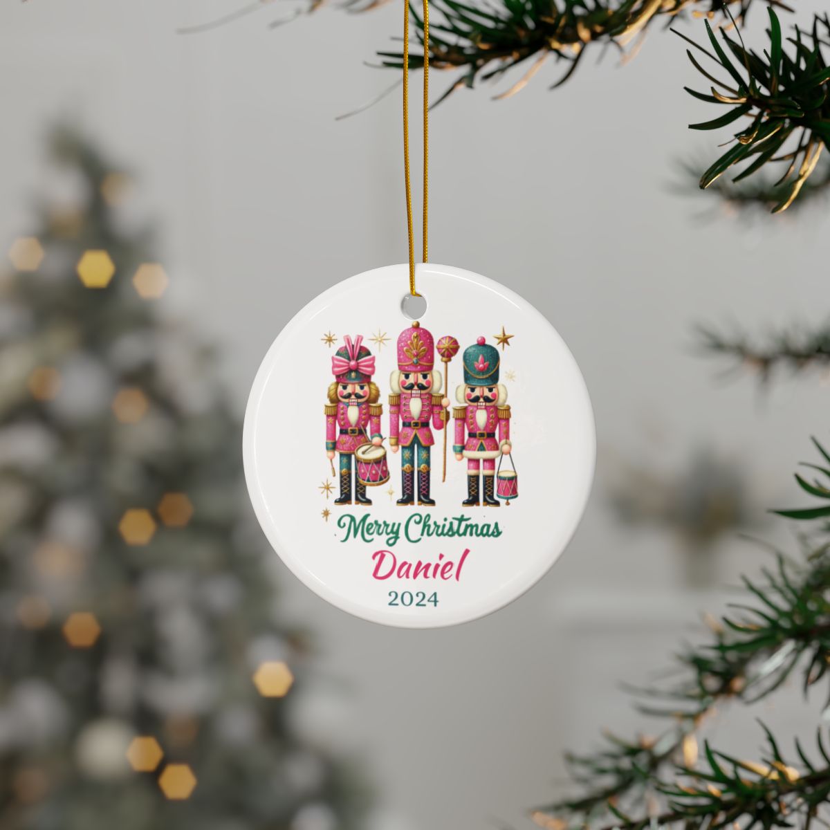 Glitter Nutcracker Ornament, Christmas Tree Decoration, Custom Ceramic Gift, Personalized Holiday Keepsake, Nutcracker Ballet Decor