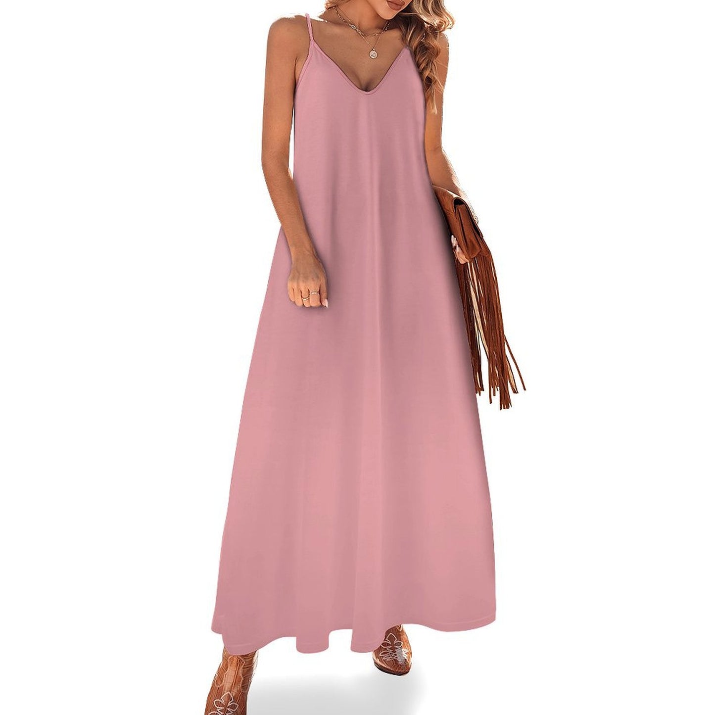 Spaghetti Strap Ankle-Length Dress Long dress Sea Pink