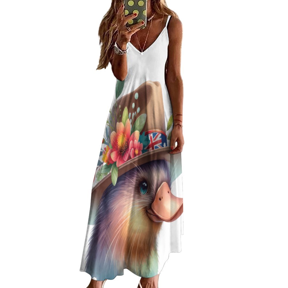 Australian Animals Platypus Spaghetti Strap Ankle-Length Dress Long dress