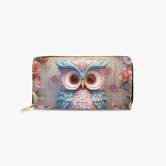 Long Type Zipper Purse - Owl