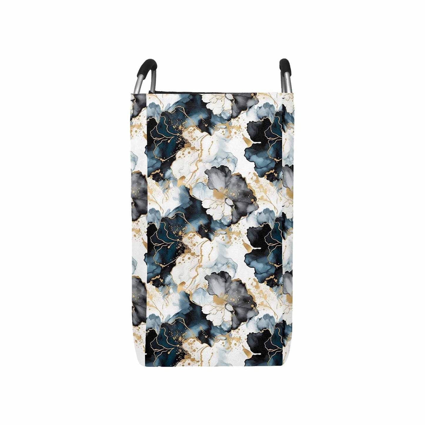 Black Ink Floral  Square Laundry Basket