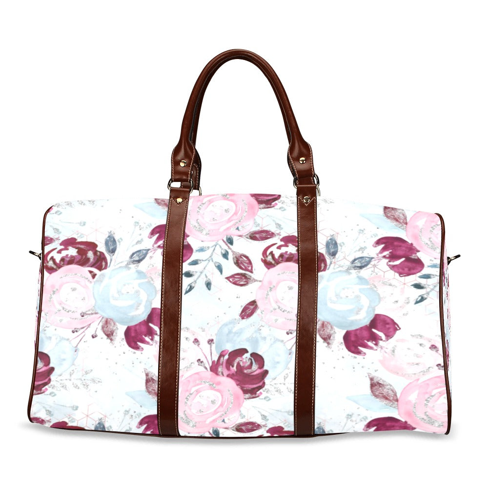 Roses Pink Blue Waterproof Travel Bag/Small (Model 1639)