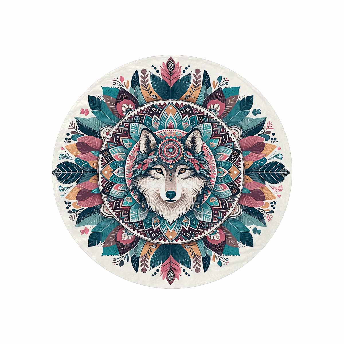 Mandella_Wolf_Awd35139_39  Circular Micro Fleece Blanket 47"