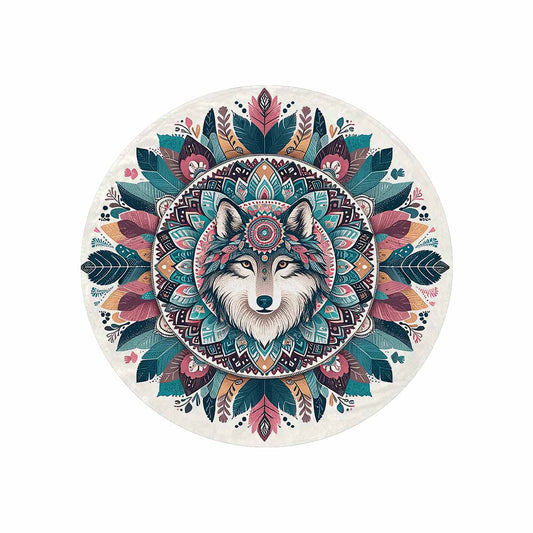Mandella_Wolf_Awd35139_39  Circular Micro Fleece Blanket 47"