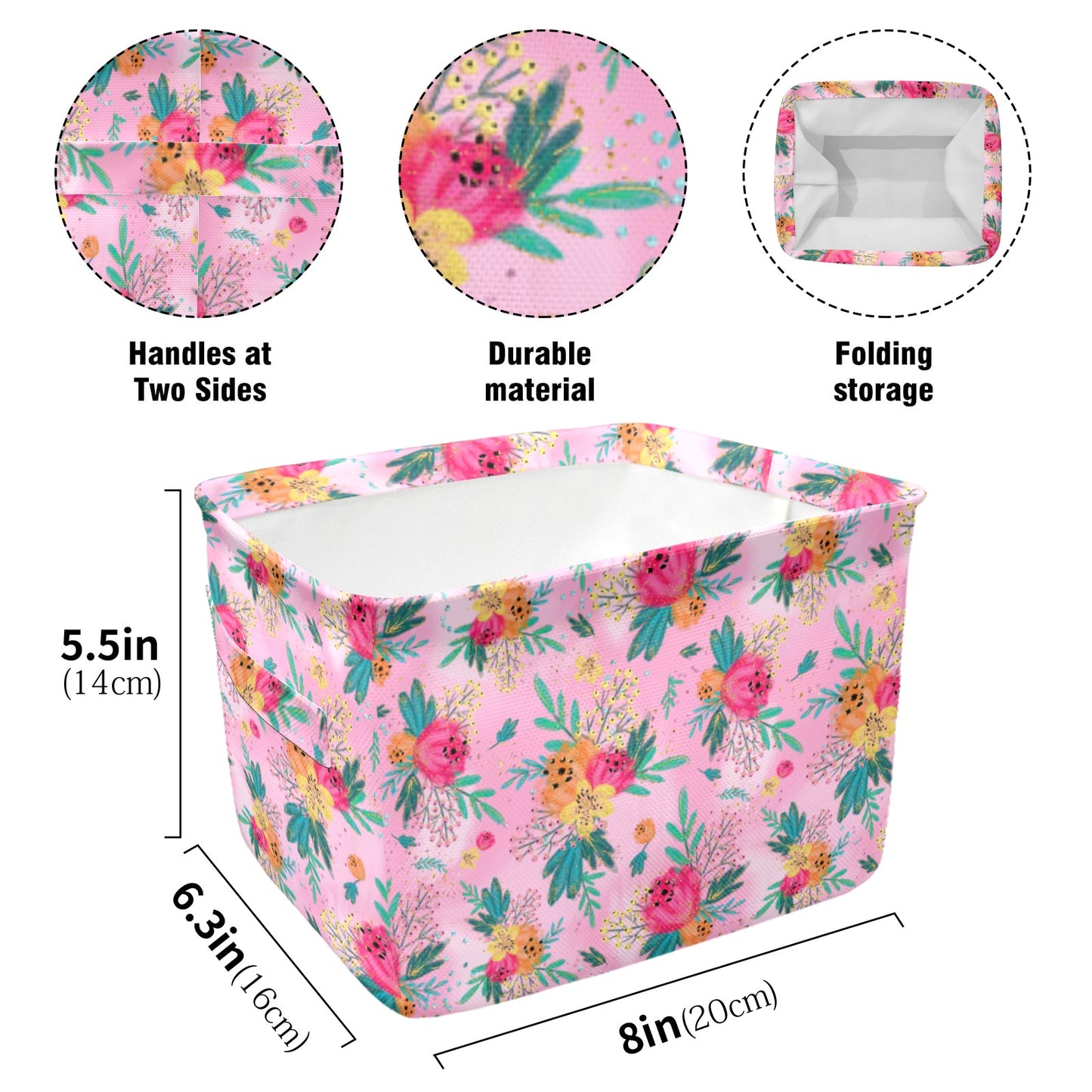 Australian Floral Pink Fabric Storage Basket