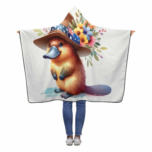 Australian Animal Platypus Awd1319  Hooded Blanket 60"x50"