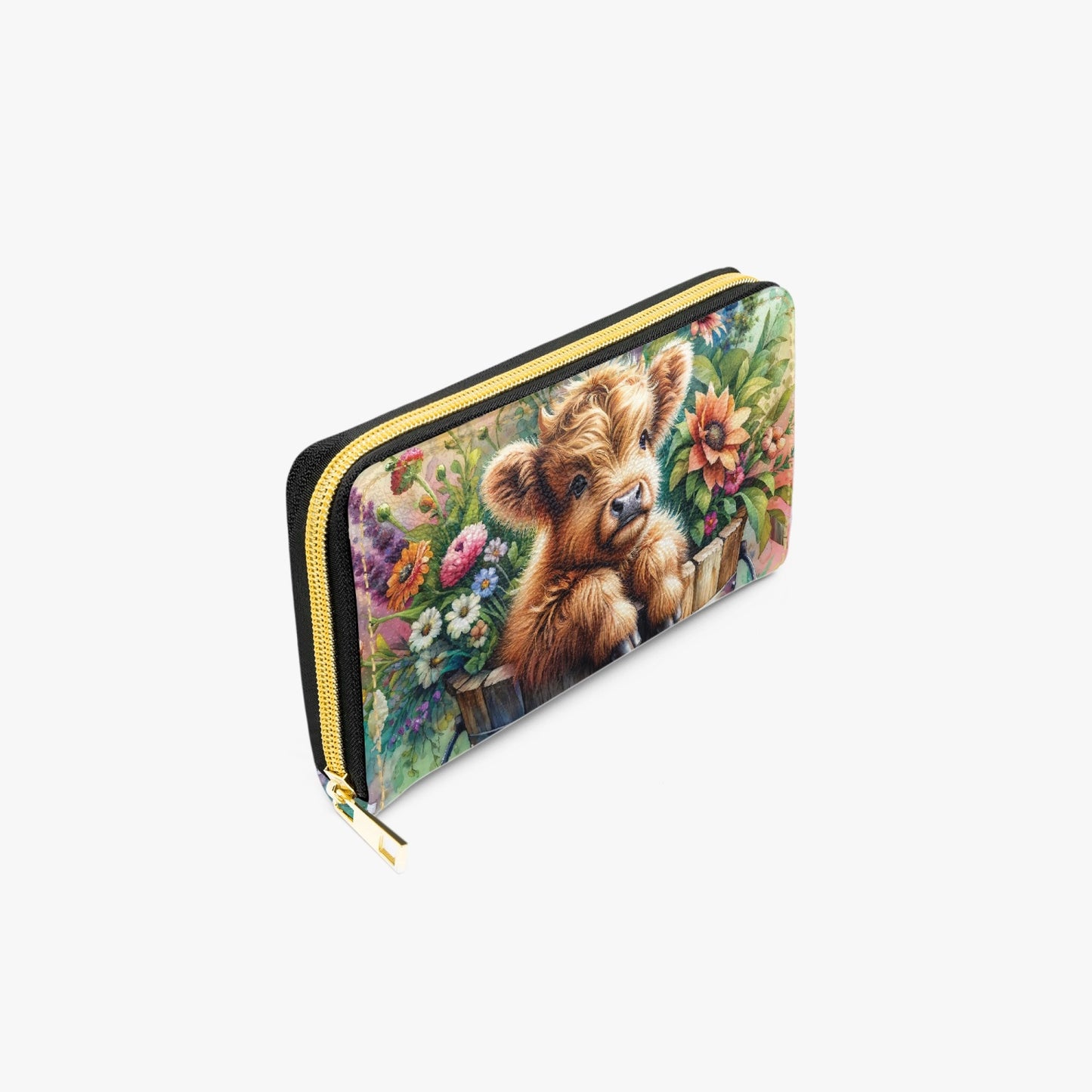 Long Type Zipper Purse - Highland Cow