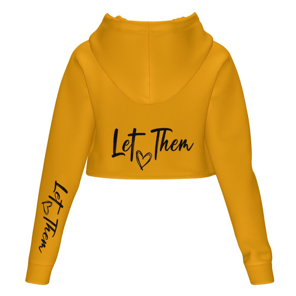 Women's All Over Print Cropped Hoodie Let Them Orange Hooded hoodie